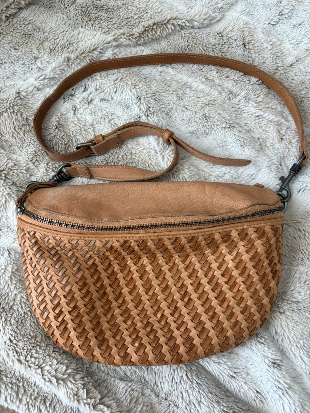 Harbour 2Nd Woven Leather Crossbody Bag in Tan